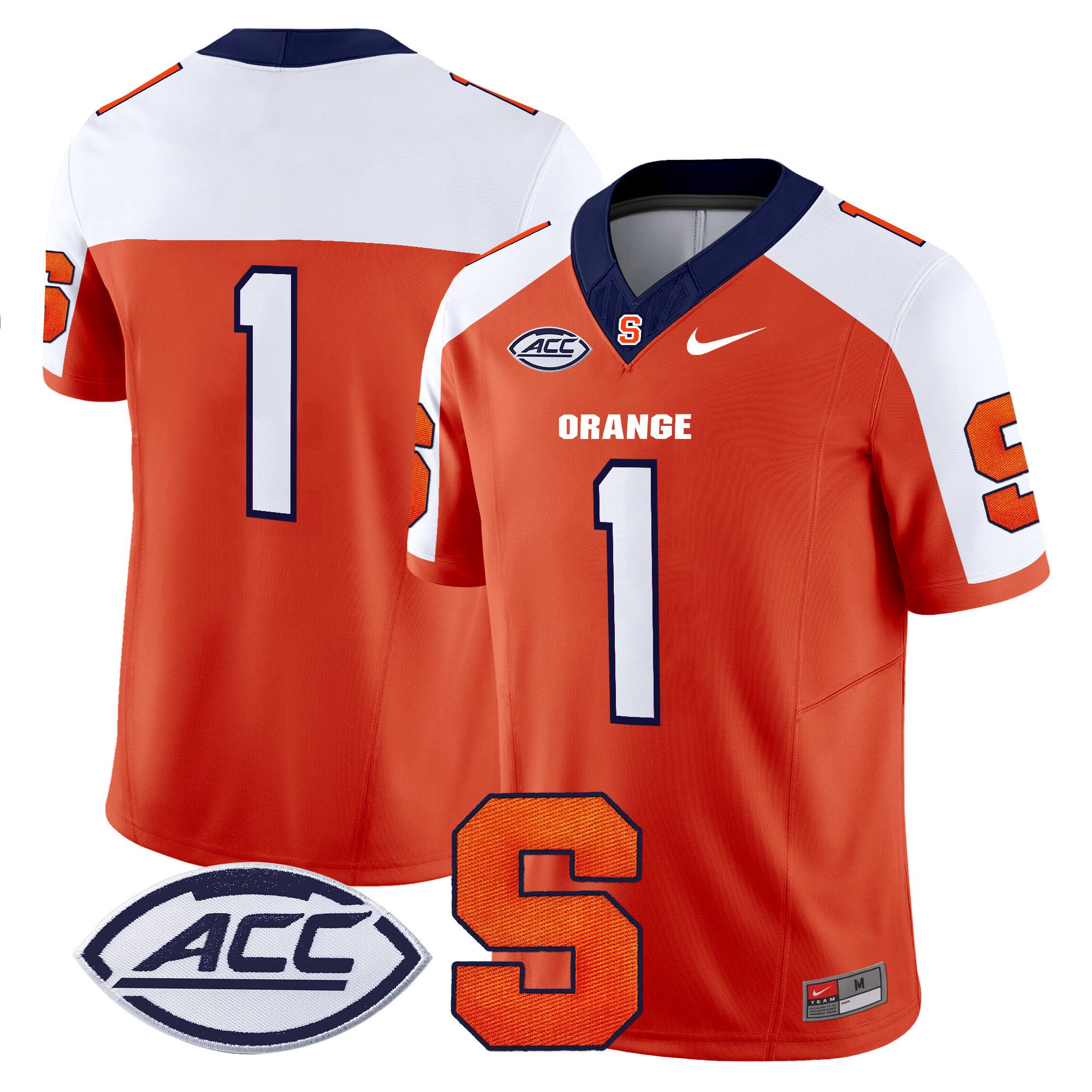 Men Syracuse Orange #1 No Name Orange Nike 2024 Vapor Limited NCAA Jersey